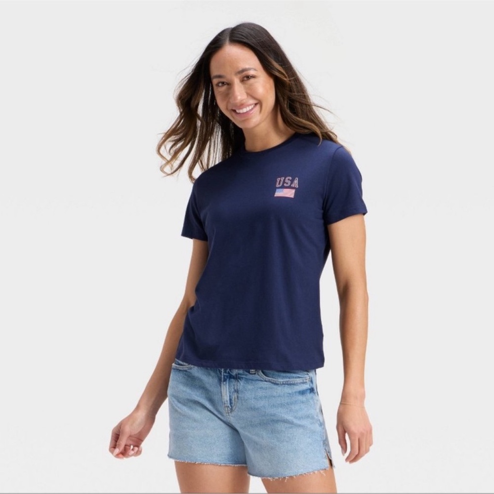 Navy Blue Women's‎ USA Graphic Tee